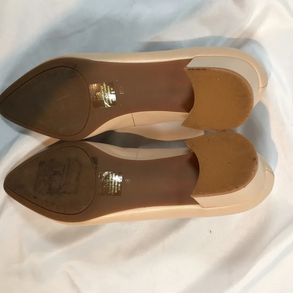Lauren Ralph Lauren Beige Block Heel‎ Leather Slip On Heels Womens US 10M EU 40